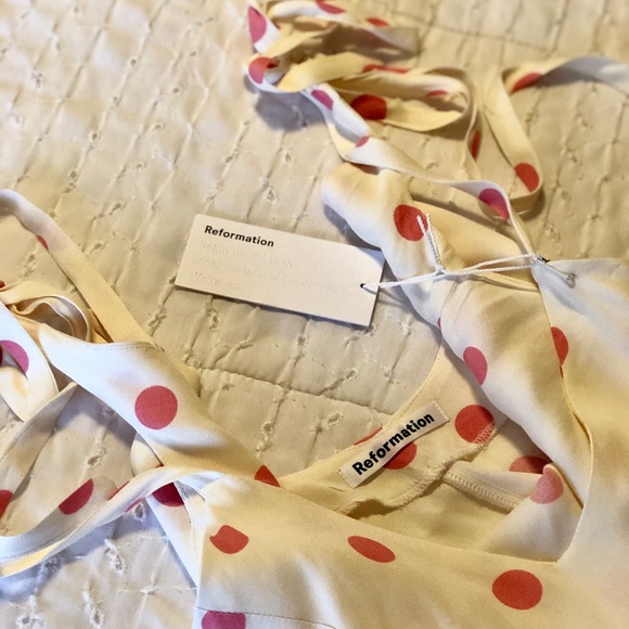 REFORMATION Jade Dot Tie Shoulder Dress - Picture 7 of 8